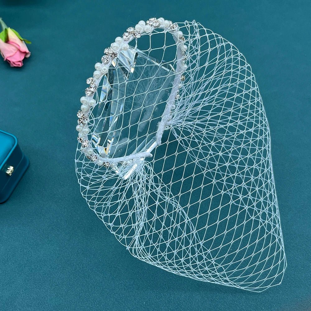 Pearl Beaded Birdcage Wedding Veil - Luzilly Bridal & Apparel