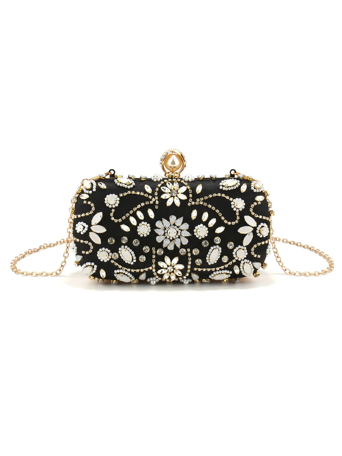 Pearl Beaded Diamond Evening Clutch - Luzilly Bridal & Apparel