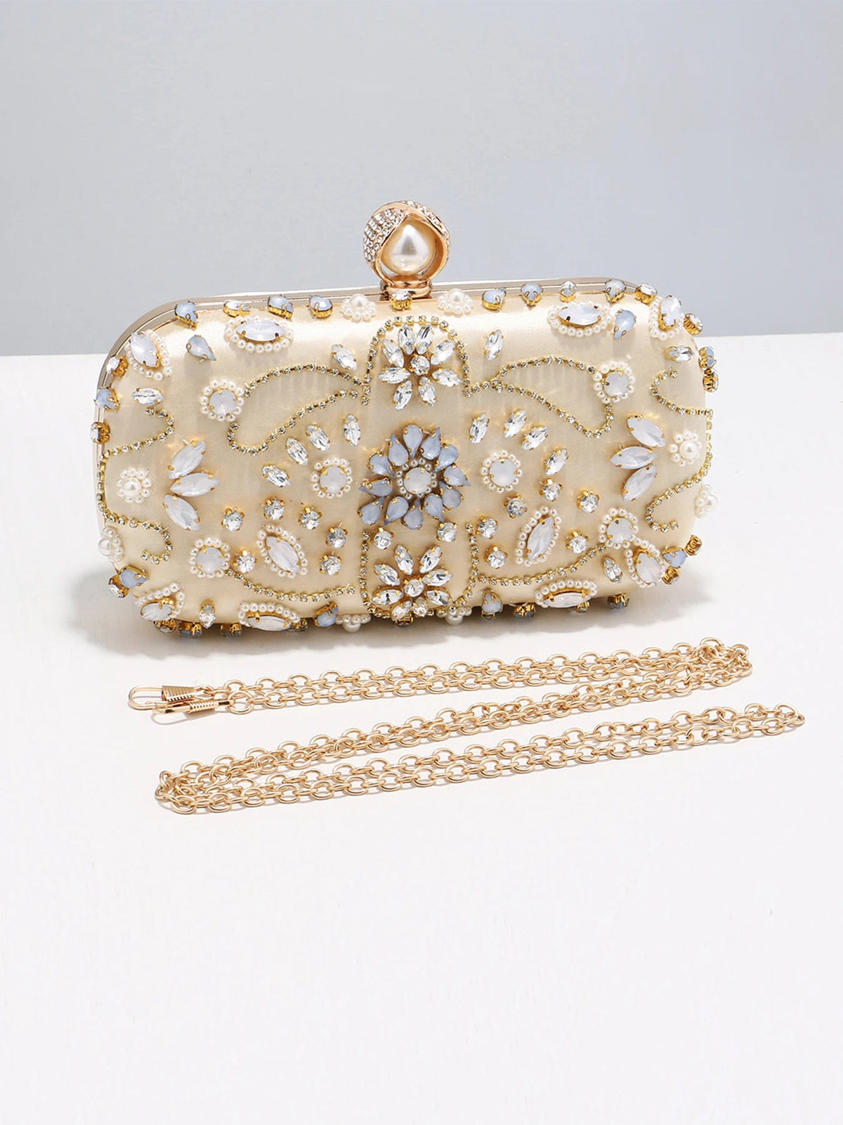 Pearl Beaded Diamond Evening Clutch - Luzilly Bridal & Apparel