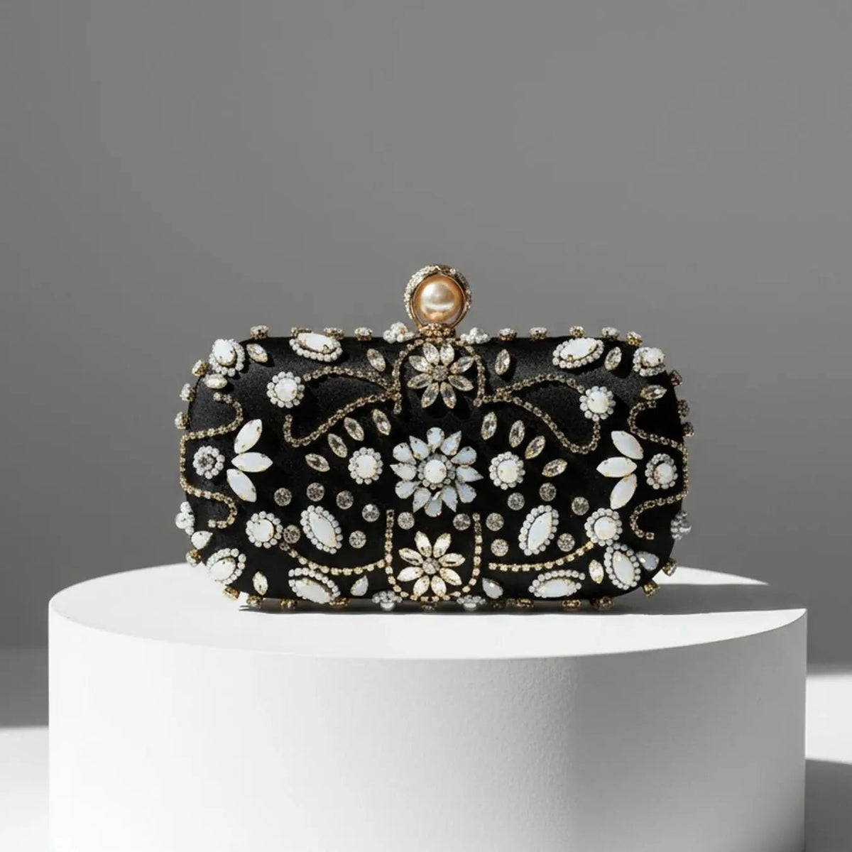 Pearl Beaded Diamond Evening Clutch - Luzilly Bridal & Apparel