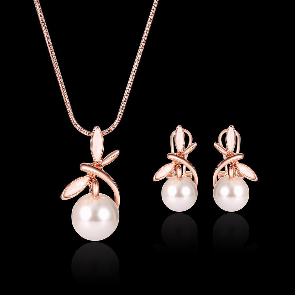 Pearl Bridal Necklace & Earring Set - Luzilly Bridal & Apparel