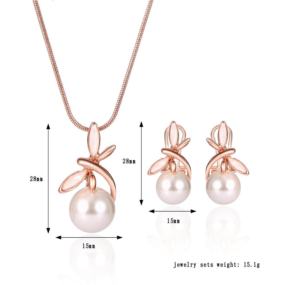 Pearl Bridal Necklace & Earring Set - Luzilly Bridal & Apparel
