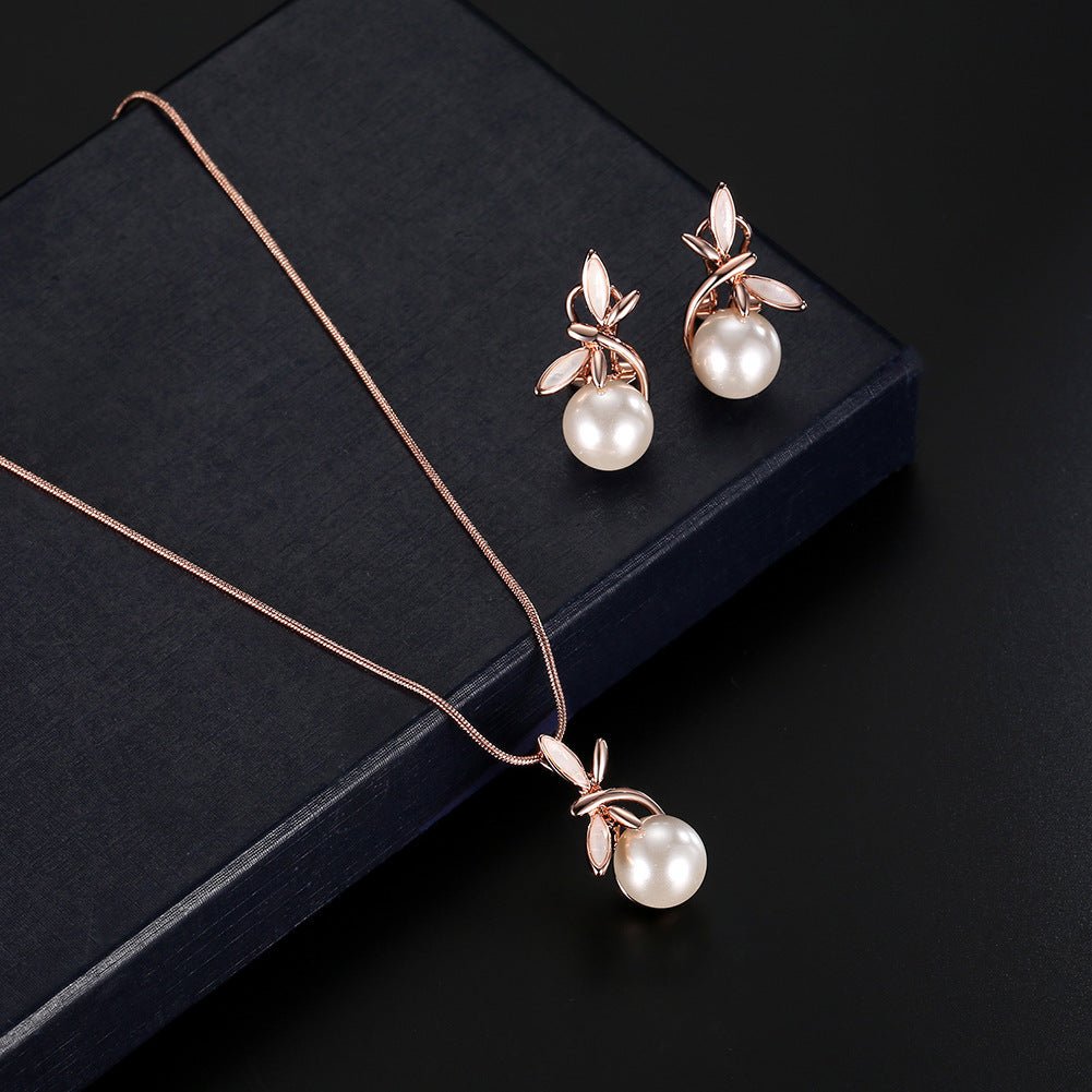 Pearl Bridal Necklace & Earring Set - Luzilly Bridal & Apparel