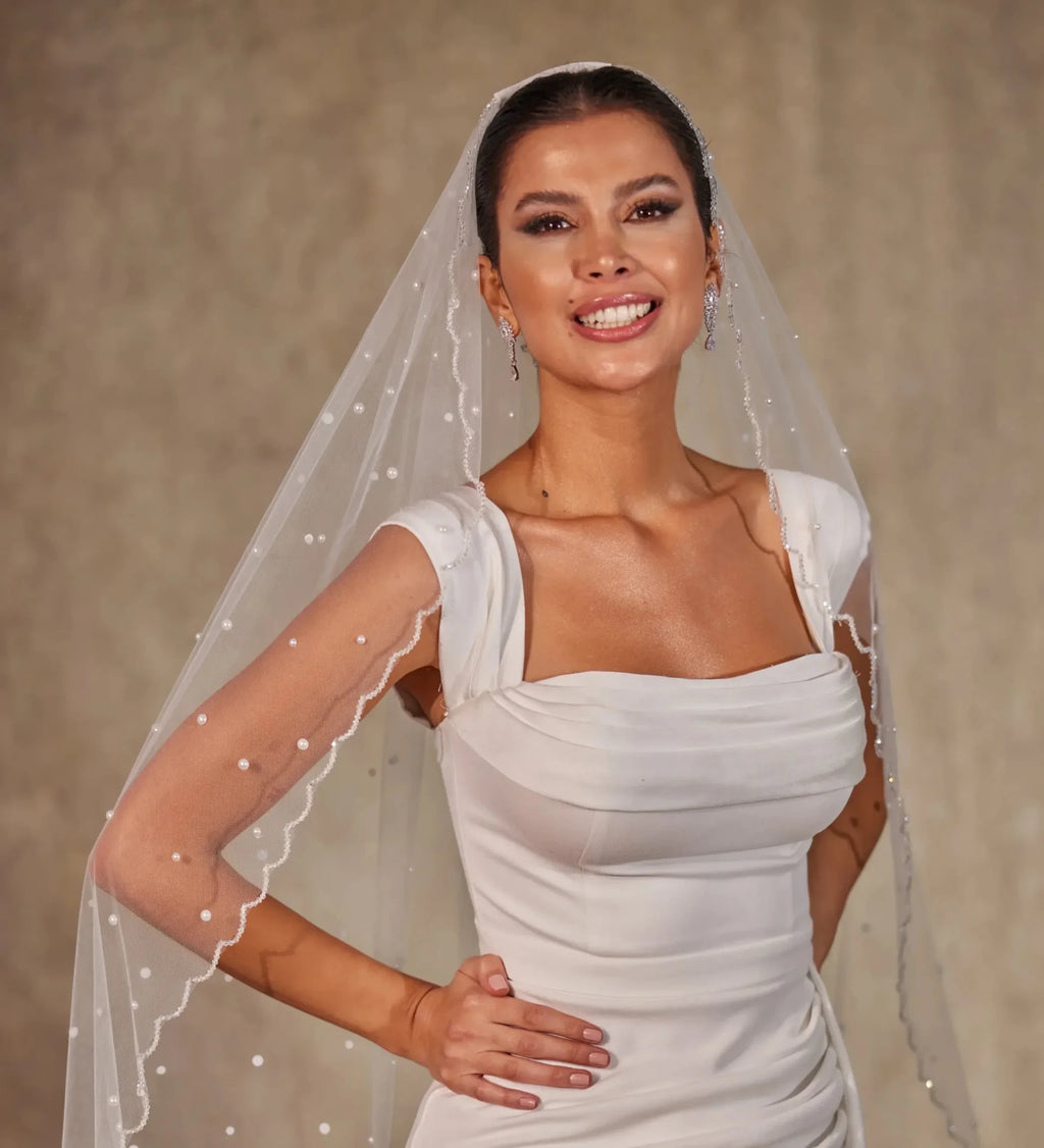 Pearl Cathedral Wedding Veil - Luzilly Bridal & Apparel