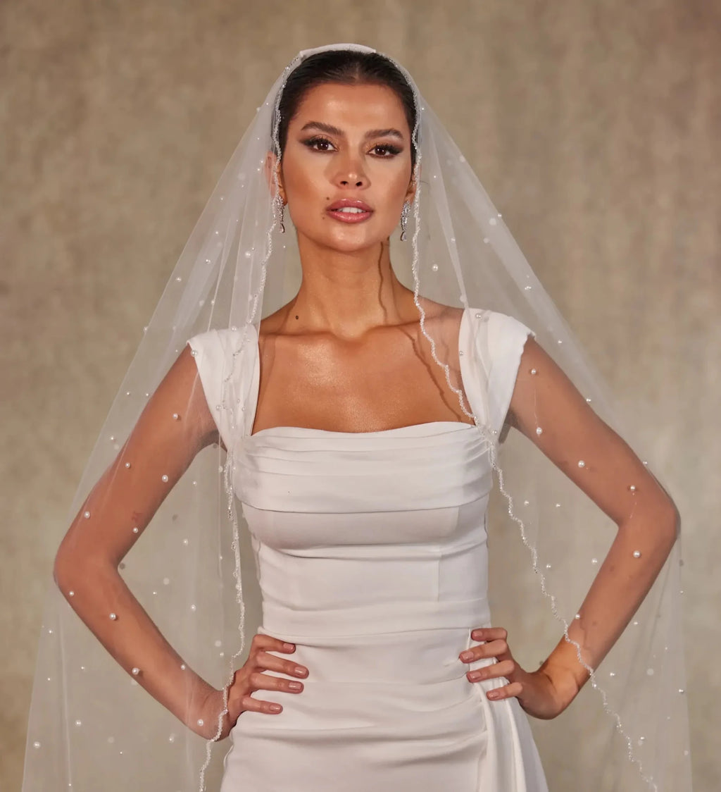 Pearl Cathedral Wedding Veil - Luzilly Bridal & Apparel