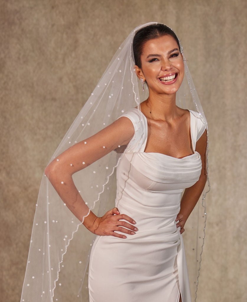 Pearl Cathedral Wedding Veil - Luzilly Bridal & Apparel