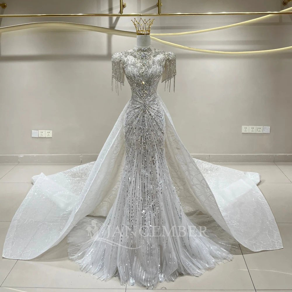 Pearl Corset Mermaid Wedding Gown with Removable Neckline - Luzilly Bridal & Apparel