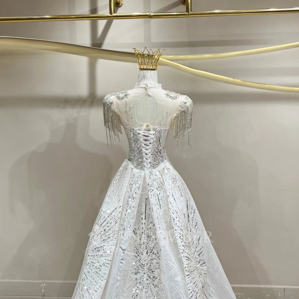 Pearl Corset Mermaid Wedding Gown with Removable Neckline - Luzilly Bridal & Apparel