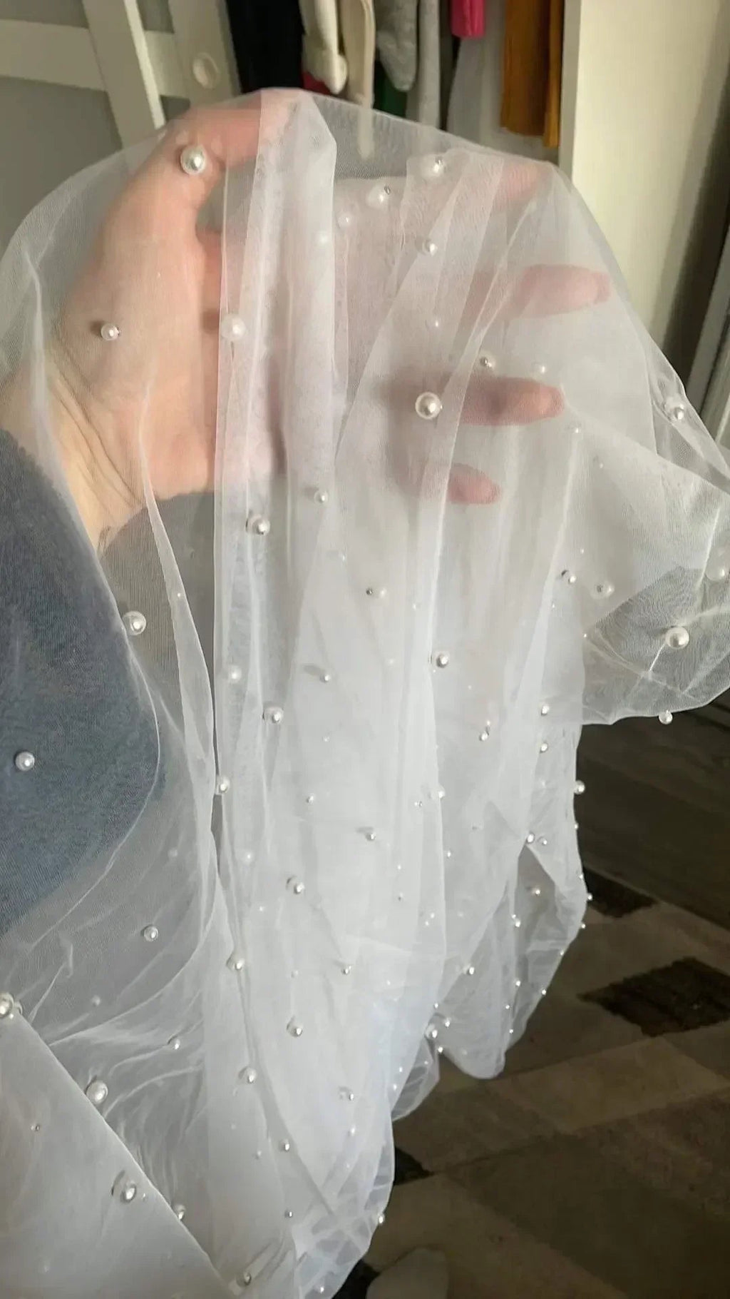 Pearl & Crystal Beaded Cathedral Wedding Veil - Luzilly Bridal & Apparel