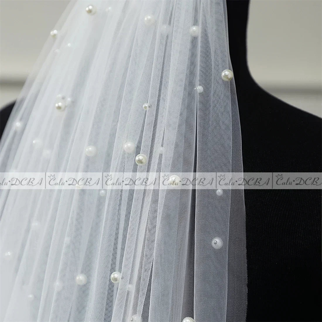 Pearl & Crystal Beaded Cathedral Wedding Veil - Luzilly Bridal & Apparel