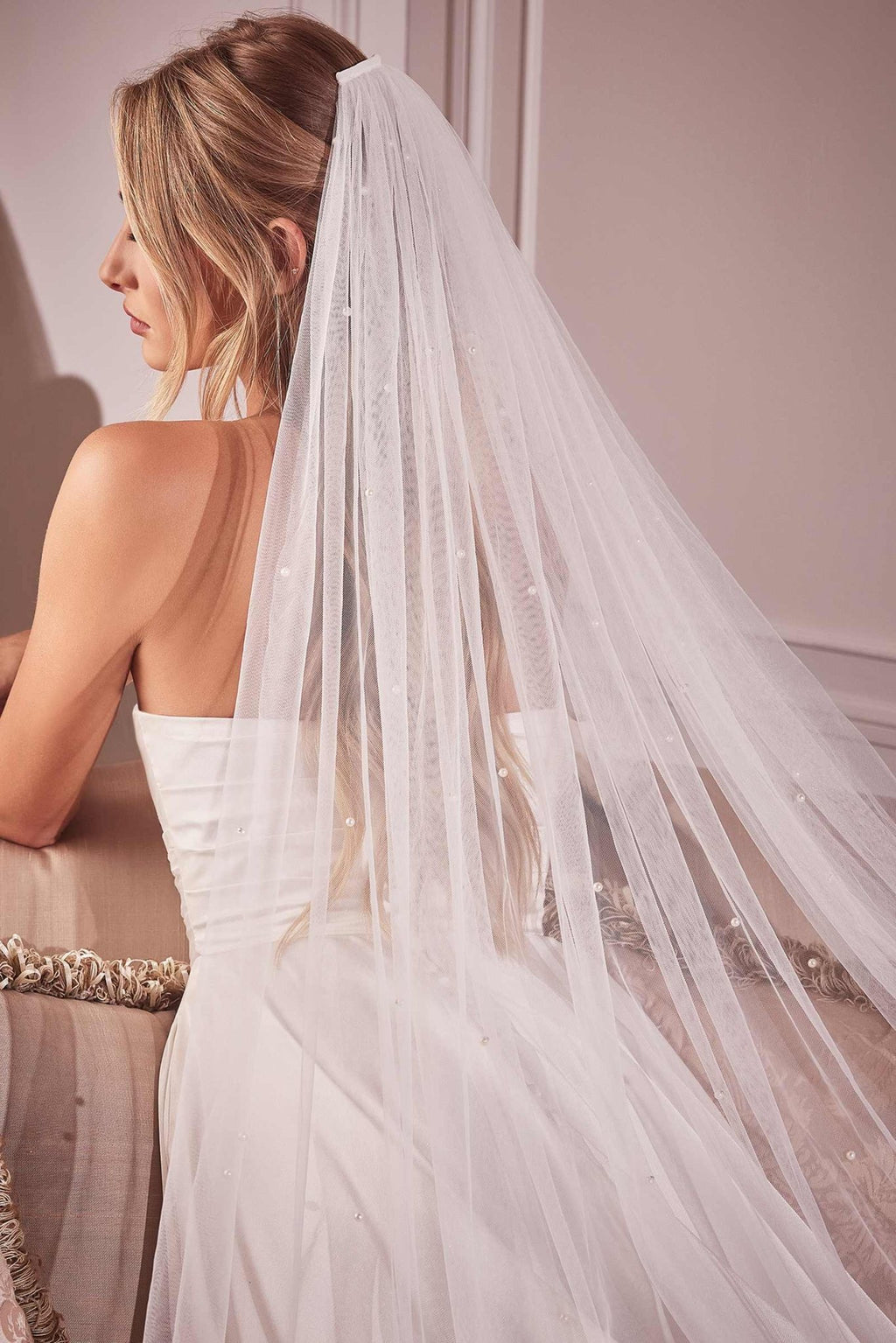 Pearl Drops Chapel Veil - Luzilly Bridal & Apparel