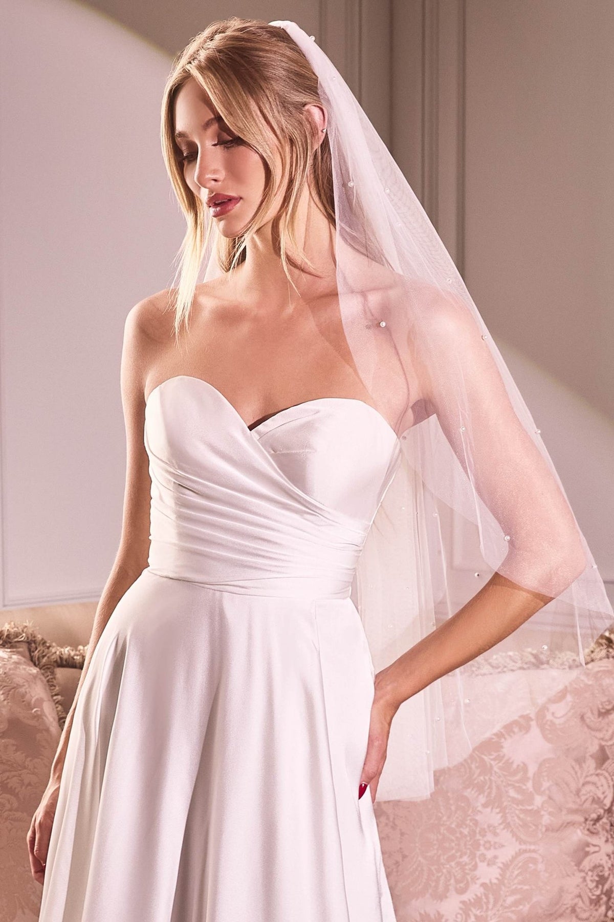 Pearl Drops Fingertip Veil - Luzilly Bridal & Apparel