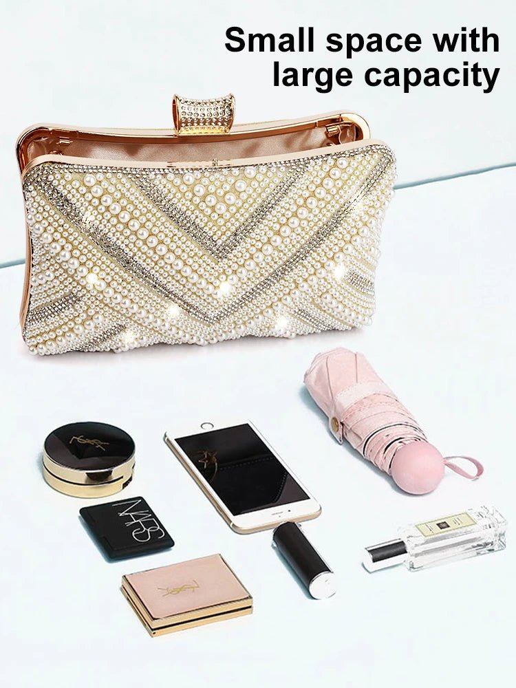 Pearl Envelope Bridal Clutch with Chain - Luzilly Bridal & Apparel