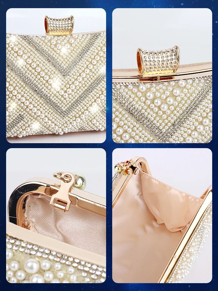 Pearl Envelope Bridal Clutch with Chain - Luzilly Bridal & Apparel