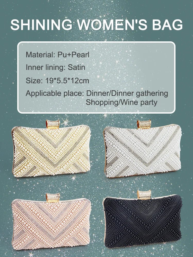 Pearl Envelope Bridal Clutch with Chain - Luzilly Bridal & Apparel
