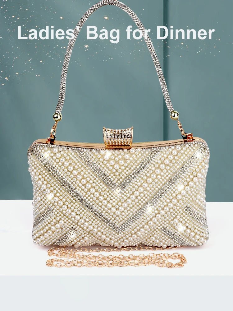 Pearl Envelope Bridal Clutch with Chain - Luzilly Bridal & Apparel