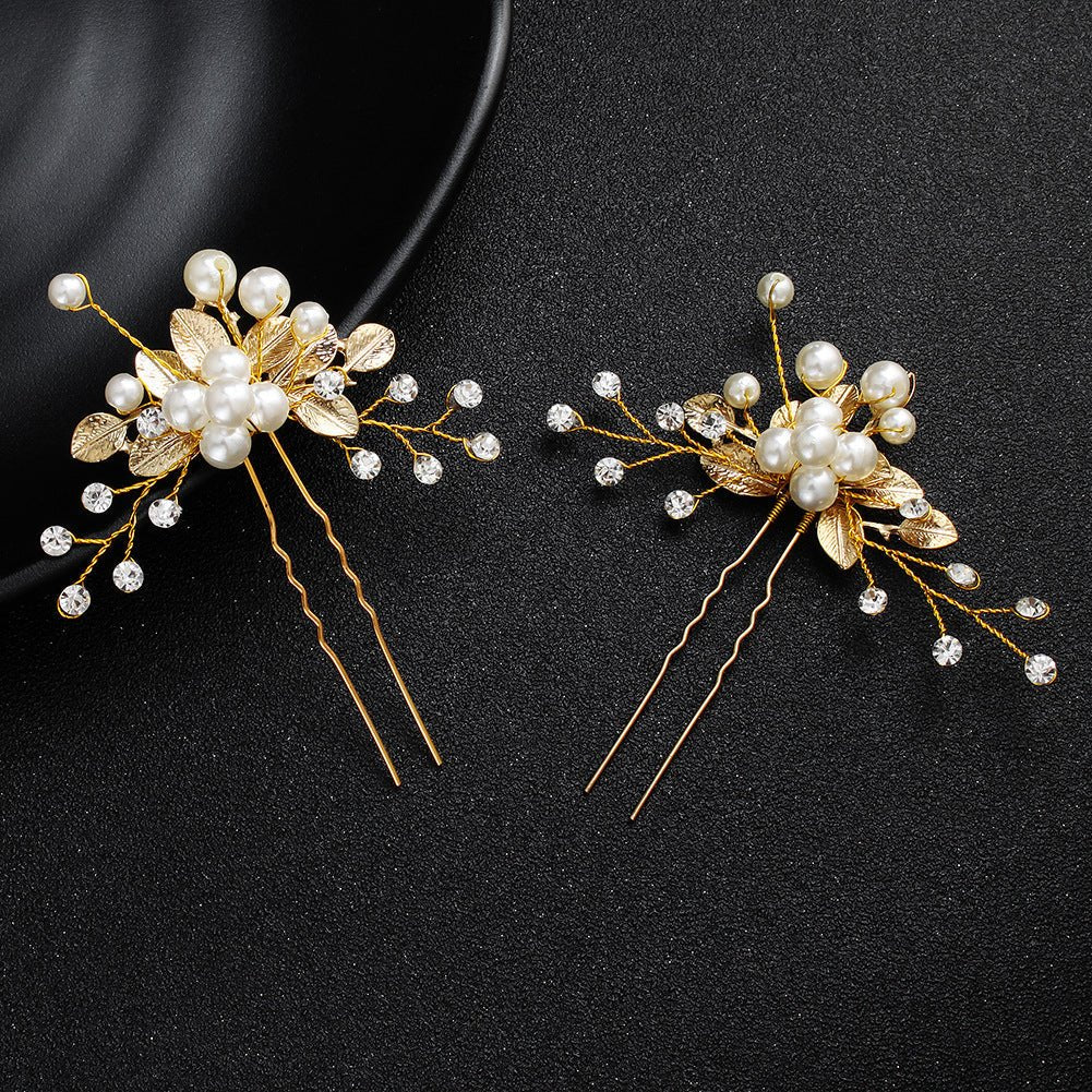 Pearl Floral U-Shaped Bridal Hairpin - Luzilly Bridal & Apparel