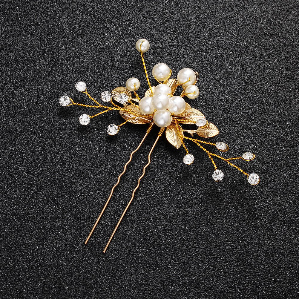 Pearl Floral U-Shaped Bridal Hairpin - Luzilly Bridal & Apparel