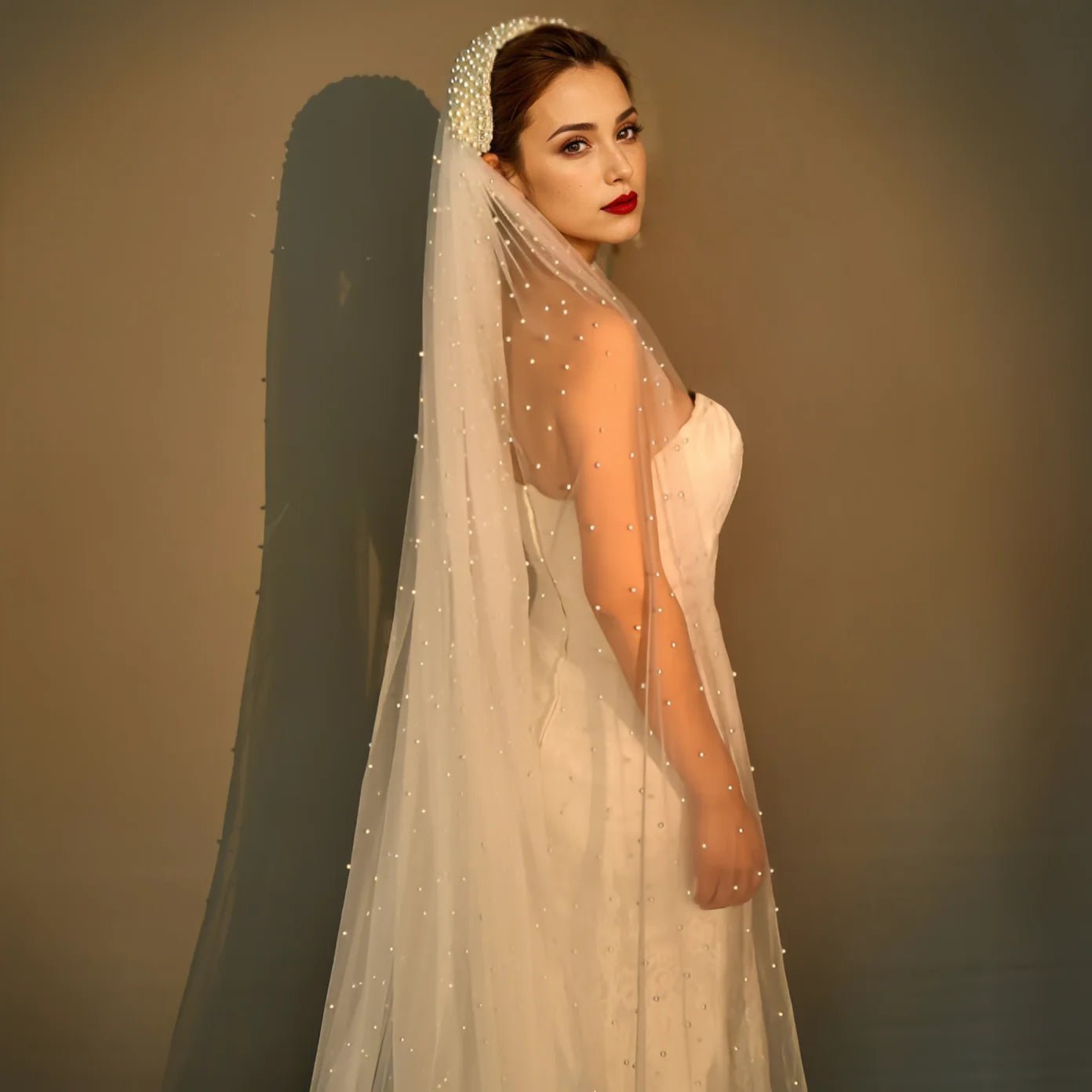 Pearl Hair Band Bridal Veils Extra Long Royal Cathedral Length Veil Wedding Veils with Comb Wedding Hair Accessories - Luzilly Bridal & Apparel