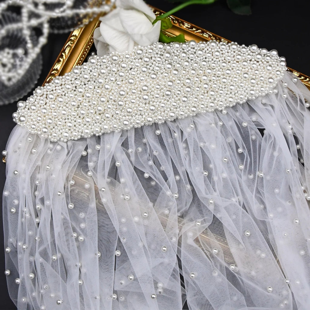 Pearl Hair Band Bridal Veils Extra Long Royal Cathedral Length Veil Wedding Veils with Comb Wedding Hair Accessories - Luzilly Bridal & Apparel