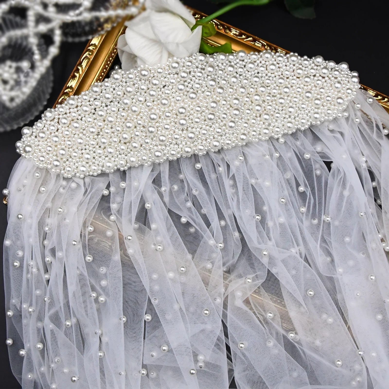 Pearl Hair Band Bridal Veils Extra Long Royal Cathedral Length Veil Wedding Veils with Comb Wedding Hair Accessories - Luzilly Bridal & Apparel