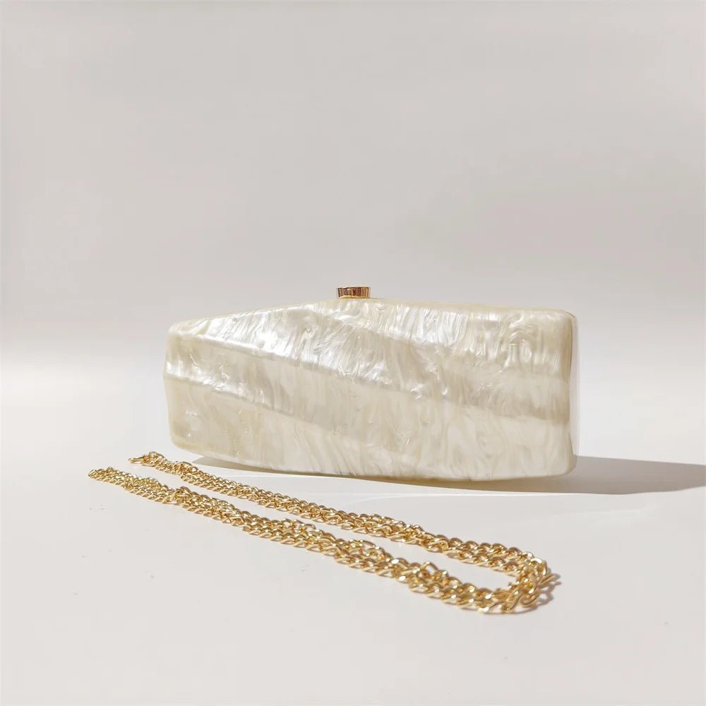 Pearl Marble Acrylic Box Clutch - Luzilly Bridal & Apparel