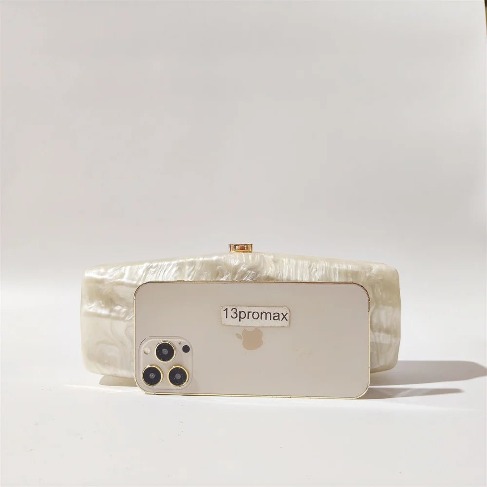 Pearl Marble Acrylic Box Clutch - Luzilly Bridal & Apparel