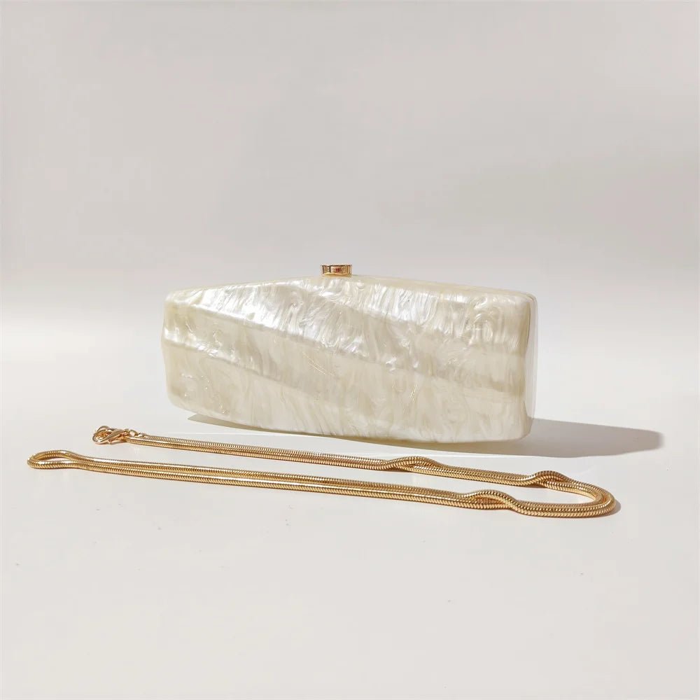 Pearl Marble Acrylic Box Clutch - Luzilly Bridal & Apparel