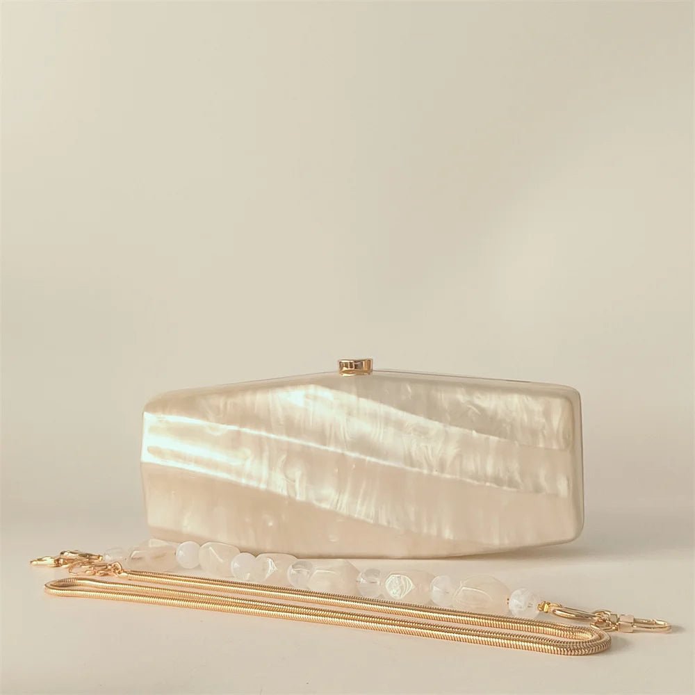Pearl Marble Acrylic Box Clutch - Luzilly Bridal & Apparel