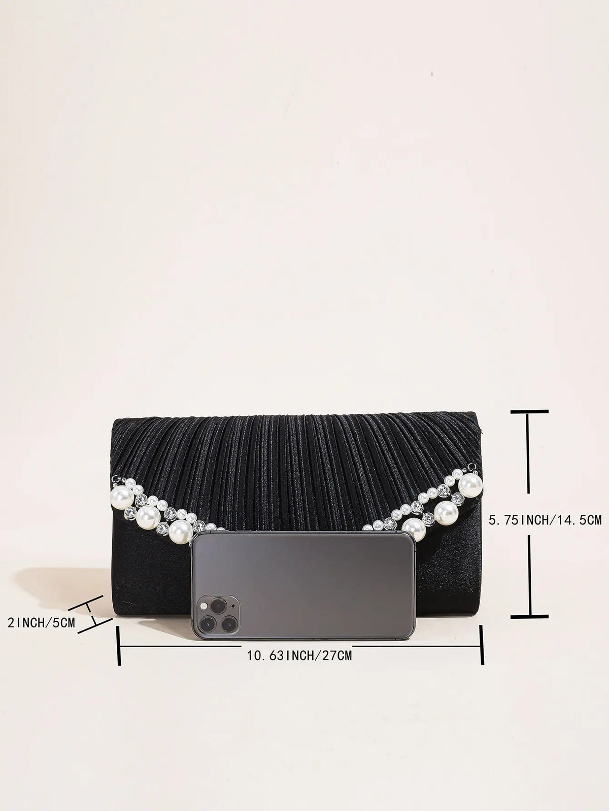 Pearl & Pleated Satin Clutch - Luzilly Bridal & Apparel