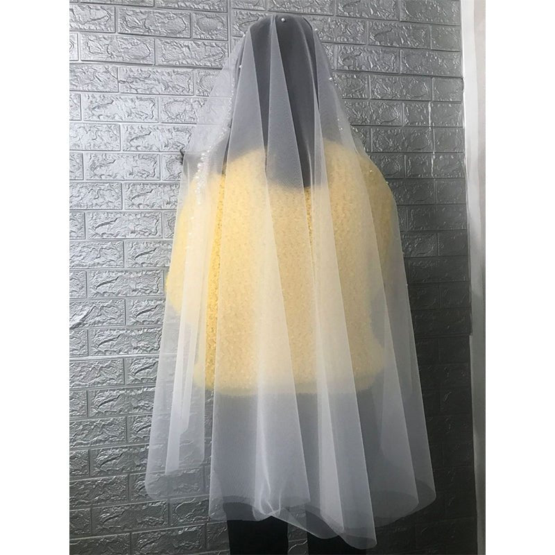 Pearl Rhinestone Bridal Wedding Veil Long Trailing - Luzilly Bridal & Apparel