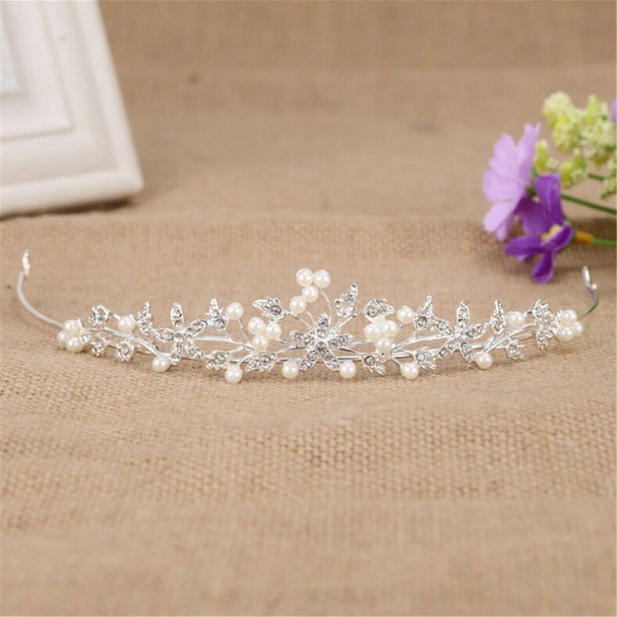 Pearl & Rhinestone Princess Crown Bridal Headband - Luzilly Bridal & Apparel