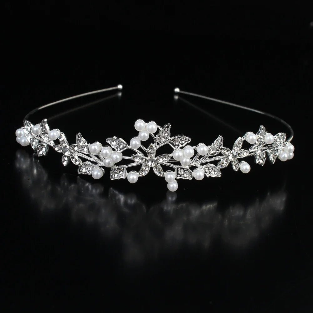 Pearl & Rhinestone Princess Crown Bridal Headband - Luzilly Bridal & Apparel