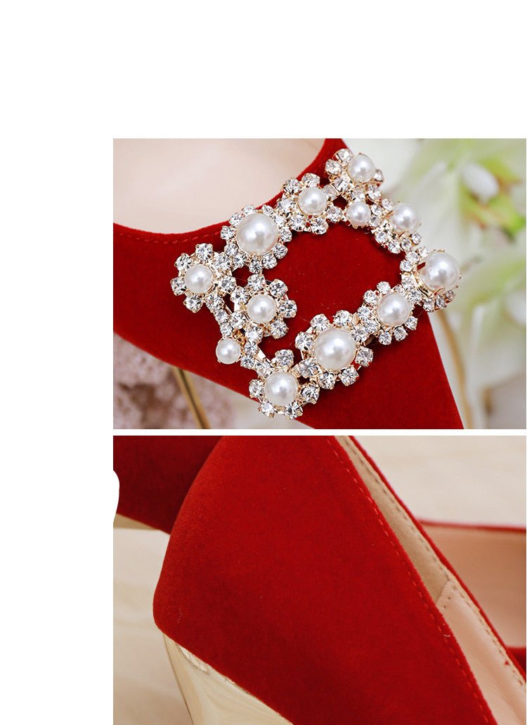 Pearl Rhinestone Single Shoes Stiletto Wedding Shoes - Luzilly Bridal & Apparel