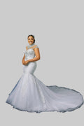 Pearl Scoop-Neck Mermaid Wedding Dress with Chapel Train - Luzilly Bridal & Apparel