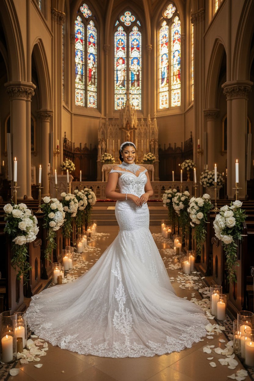 Pearl Scoop-Neck Mermaid Wedding Dress with Chapel Train - Luzilly Bridal & Apparel