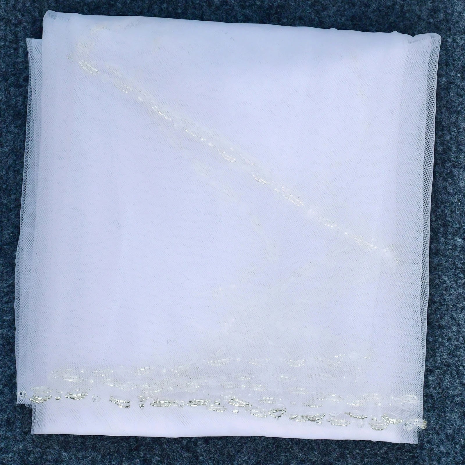 Pearl & Silver Beaded Edge Wedding Veil - Luzilly Bridal & Apparel