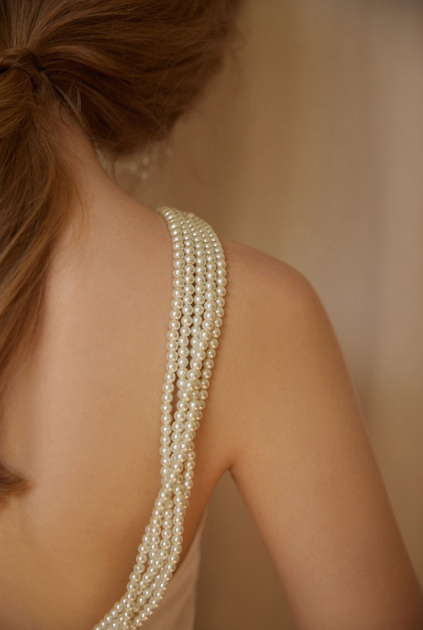Pearl Strap Halter Satin Wedding Dress with Dramatic Back Bow and Train - Luzilly Bridal & Apparel