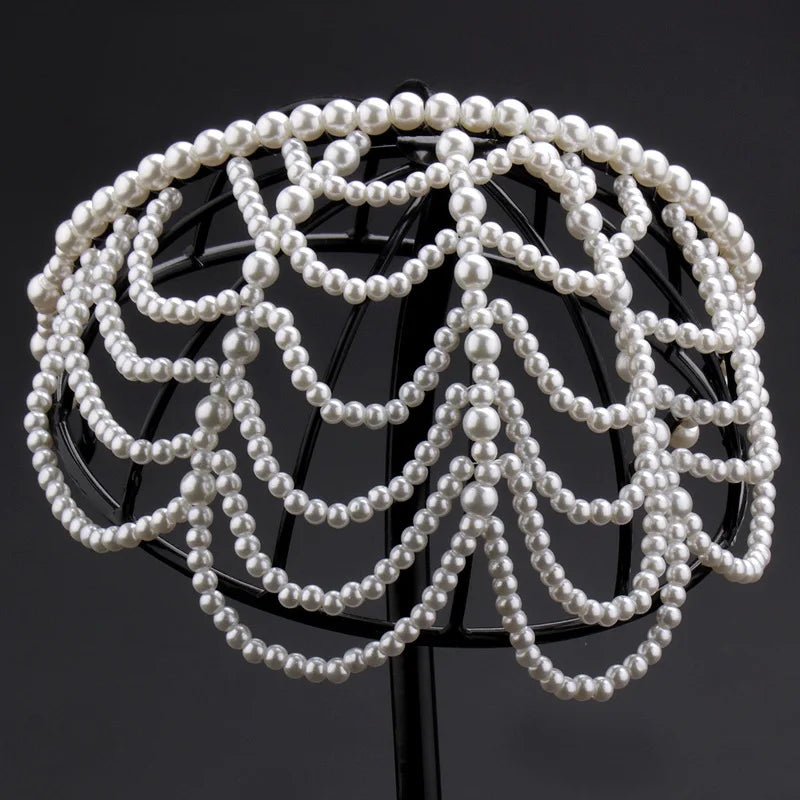 Pearl Tassel Forehead-Drape Bridal Headband - Luzilly Bridal & Apparel