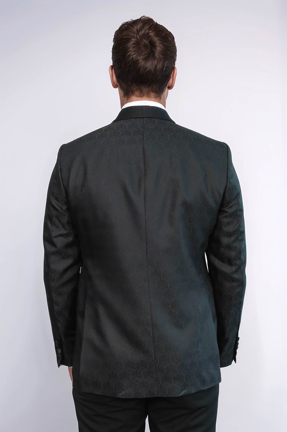 Pentagon Patterned Shawl Lapel Black Men Evening Jacket - Wessi - Luzilly Bridal & Apparel