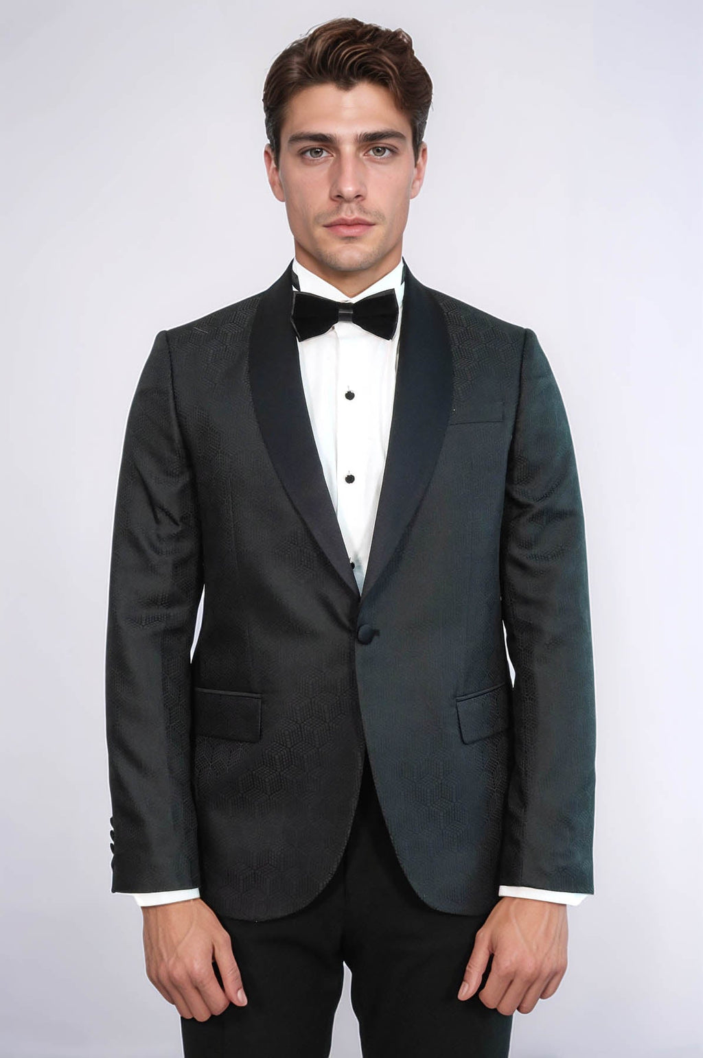 Pentagon Patterned Shawl Lapel Black Men Evening Jacket - Wessi - Luzilly Bridal & Apparel