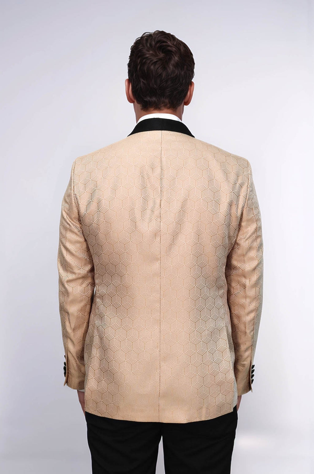 Pentagon Patterned Shawl Lapel Cream Men Dinner Jacket - Wessi - Luzilly Bridal & Apparel