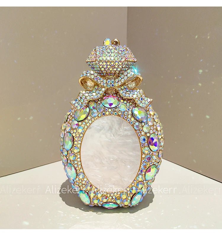 Perfume Bottle Crystal Evening Clutch - Luzilly Bridal & Apparel
