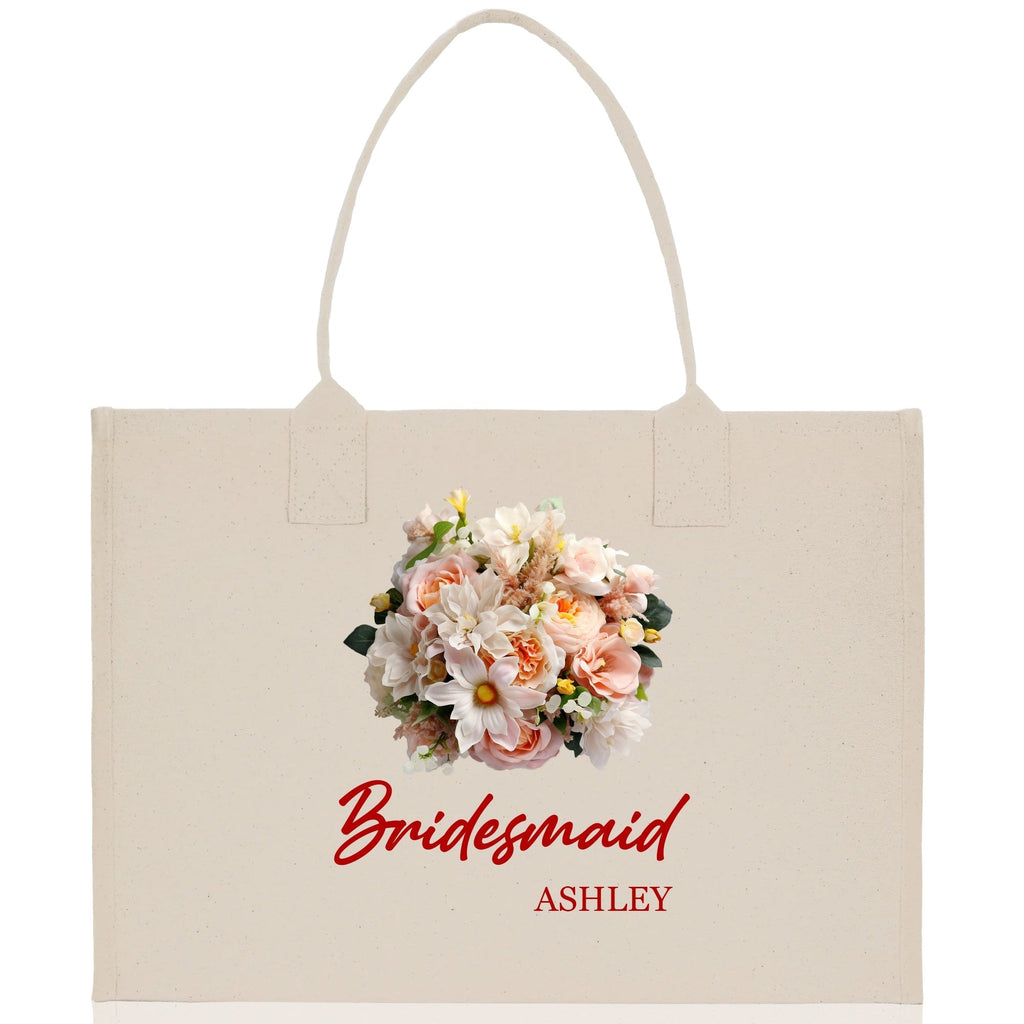 Personalized Bridesmaid Bouquet Canvas Tote Bag - Luzilly Bridal & Apparel