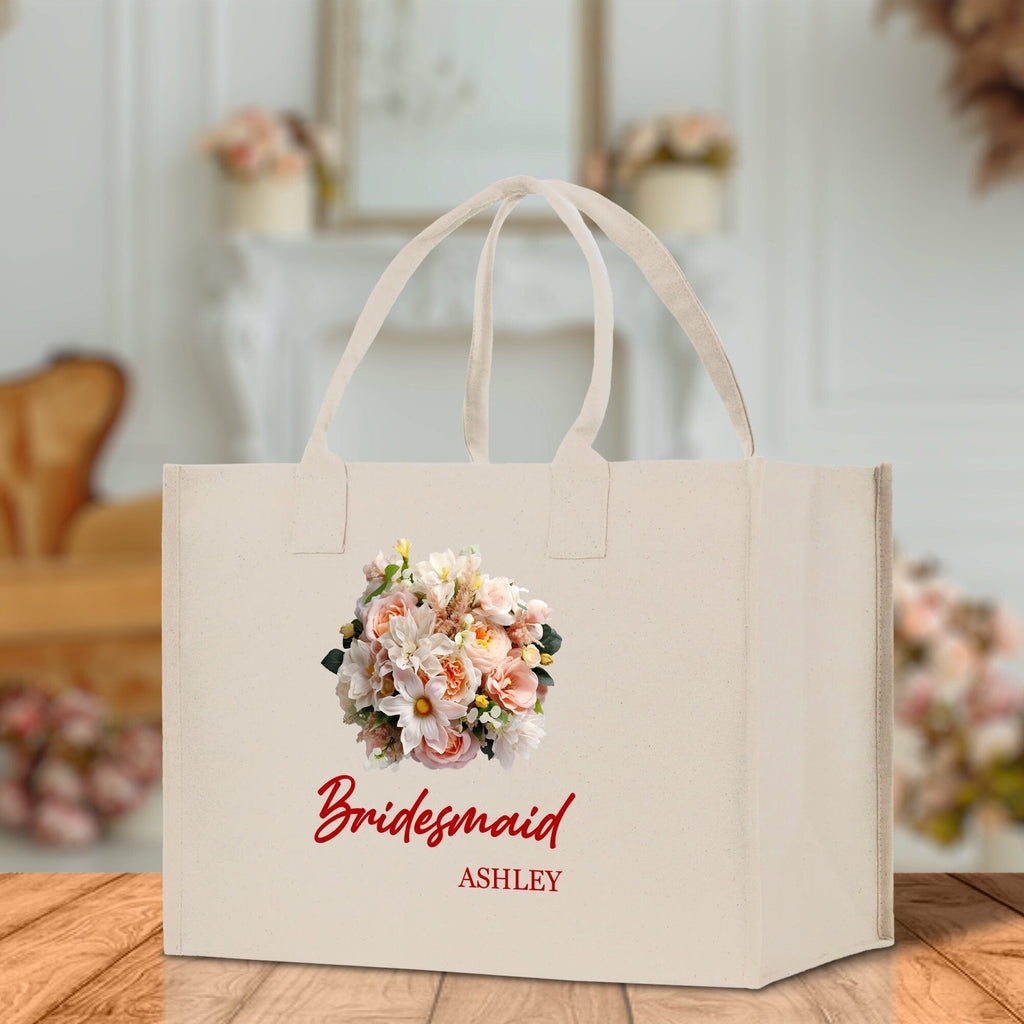 Personalized Bridesmaid Bouquet Canvas Tote Bag - Luzilly Bridal & Apparel