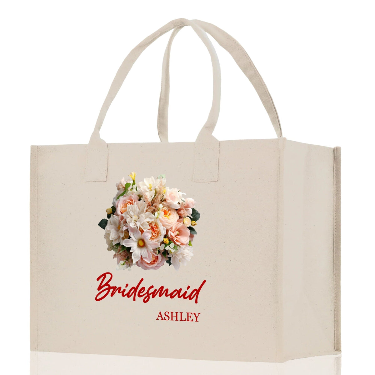 Personalized Bridesmaid Bouquet Canvas Tote Bag - Luzilly Bridal & Apparel