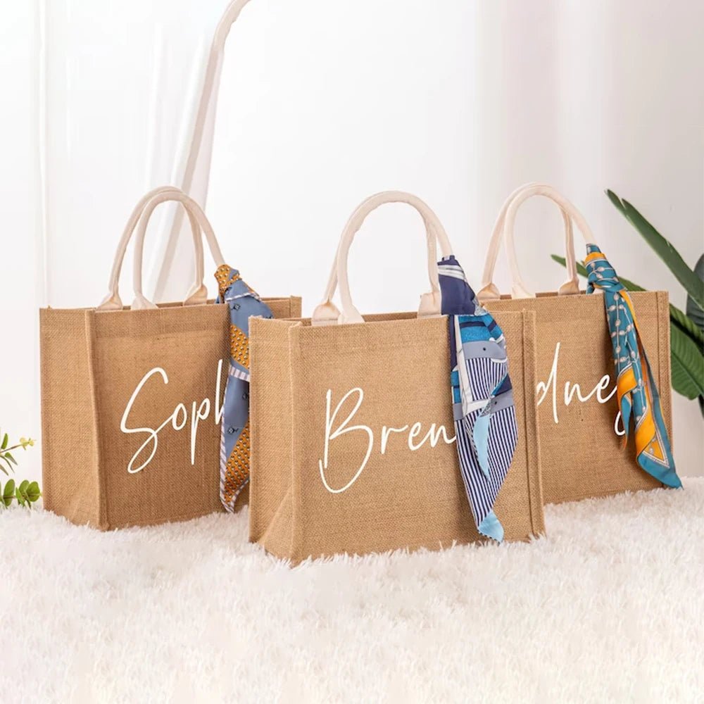 Personalized Bridesmaid Jute Tote - Luzilly Bridal & Apparel
