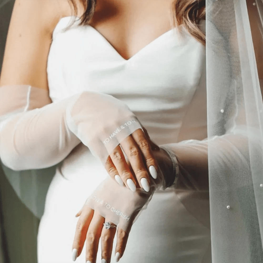 Personalized Long Tulle Fingerless Bridal Sleeves - Luzilly Bridal & Apparel