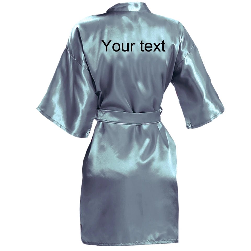 Personalized Name and Date Faux-Silk Bridal Robe - Luzilly Bridal & Apparel
