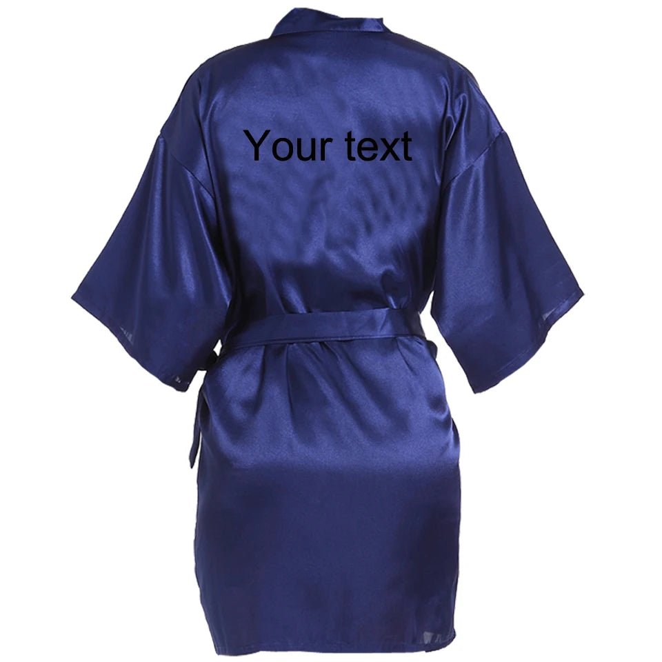 Personalized Name and Date Faux-Silk Bridal Robe - Luzilly Bridal & Apparel